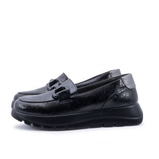 24M623  Mysoft Γυναικεία Loafers - Slip On ΜΑΥΡΟ