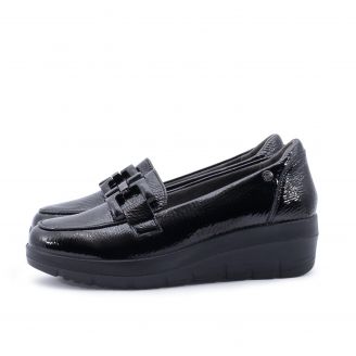 24M585 Mysoft Γυναικεία Loafers - Slip On ΜΑΥΡΟ