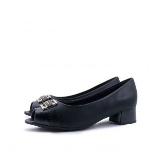 779-24008  Piccadilly Peep-toe Γυναικείες Γόβες ΜΑΥΡΟ