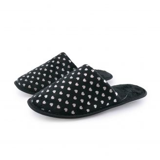 1222-0121 Love4shoes Γυναικεία Παντόφλες Χειμερινές ΜΑΥΡΟ
