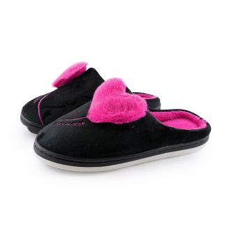 2022 Love4shoes Γυναικεία Παντόφλες Χειμερινές ΜΑΥΡΟ