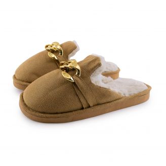 2211 Love4shoes Γυναικεία Παντόφλες Χειμερινές ΚΑΜΕΛ