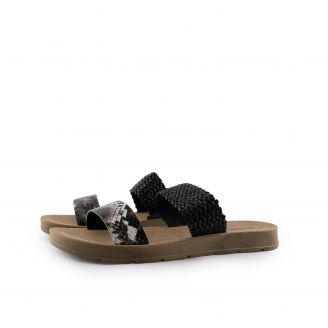 1288-0147 Love4shoes Γυναικεία Σανδάλια ΜΑΥΡΟ