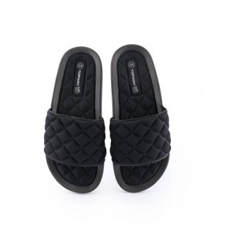 1288-0396 Love4shoes Γυναικεία Σαγιονάρες ΜΑΥΡΟ
