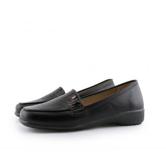 1288-0734 Love4shoes Γυναικεία Loafers - Slip On ΜΑΥΡΟ