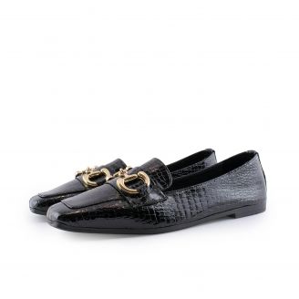 22758 Top3 Γυναικεία Loafers Slip On ΜΑΥΡΟ
