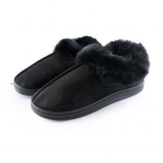 3072 Love4shoes Γυναικείες Παντόφλες Χειμερινές ΜΑΥΡΟ