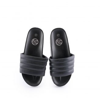 474200 Love4shoes Γυναικεία Σαγιονάρες Slides ΜΑΥΡΟ