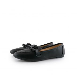 2160LT Love4shoes Γυναικεία Loafers - Slip On ΜΑΥΡΟ