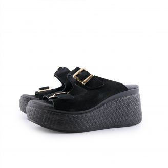902 Love4shoes Γυναικείες Πλατφόρμες ΜΑΥΡΟ