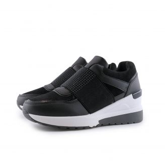 2306-OX Love4shoes Γυναικεία Sneakers ΜΑΥΡΟ
