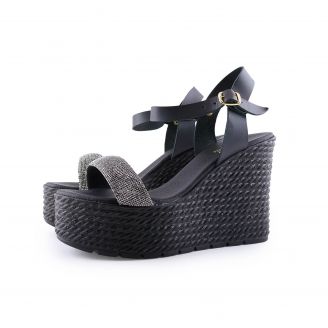 228 Love4shoes Γυναικείες Πλατφόρμες ΜΑΥΡΟ