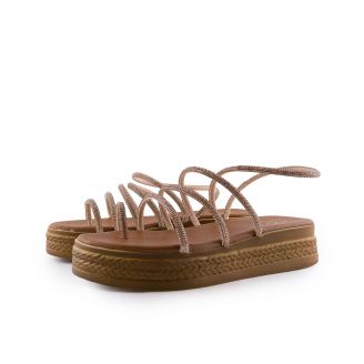 642 Love4shoes Γυναικεία Πέδιλα ΧΡΥΣΟ
