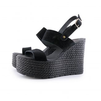226 Love4shoes Γυναικεία Πλατφόρμες ΜΑΥΡΟ