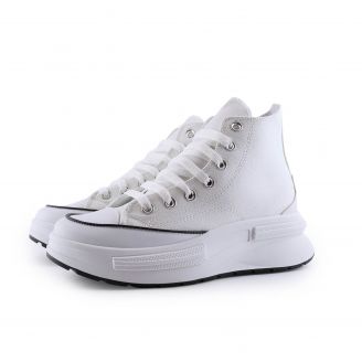 895C Love4shoes Γυναικεία Μποτάκι πάνινο Sneakers ΛΕΥΚΟ