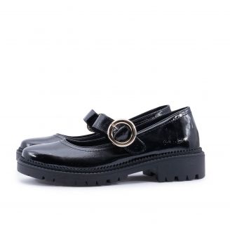 045 Damkal Γυναικεία Loafers Με Μπαρέτα ΜΑΥΡΟ