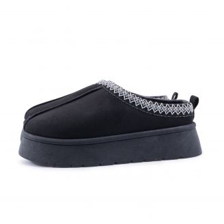 MD9769-1 Love4shoes Γυναικεία Comfort Γούνινα Παπούτσια ΜΑΥΡΟ
