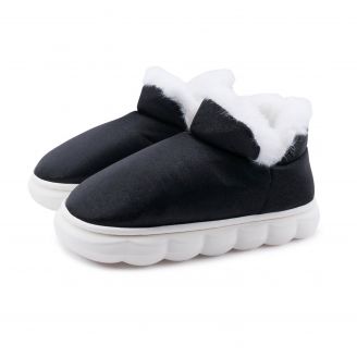 4222-0724 Love4shoes Κορίτσι Παντόφλες Μποτάκι με Γούνα ΜΑΥΡΟ