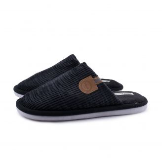 4222-0727 Love4shoes Ανδρικές Παντόφλες Χειμερινές ΜΑΥΡΟ