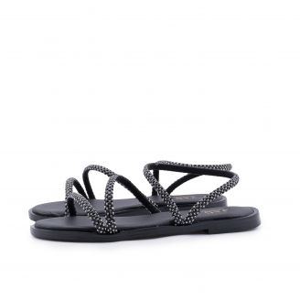 073 Love4shoes Γυναικεία Σανδάλια ΜΑΥΡΟ