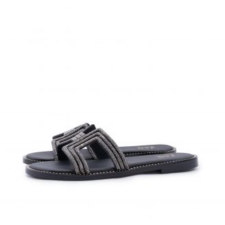 088 Love4shoes Γυναικεία Σανδάλια ΜΑΥΡΟ