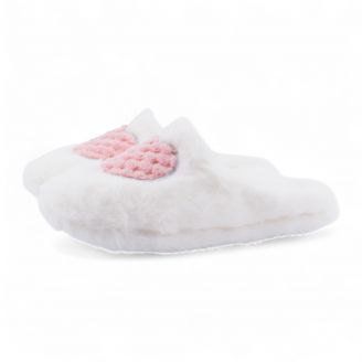 5222-0322 Love4shoes Γυναικείες Παντόφλες Χειμερινές ΛΕΥΚΟ