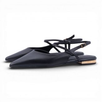 1-29409-46 Tamaris Γυναικεία flat πέδιλα ΜΑΥΡΟ