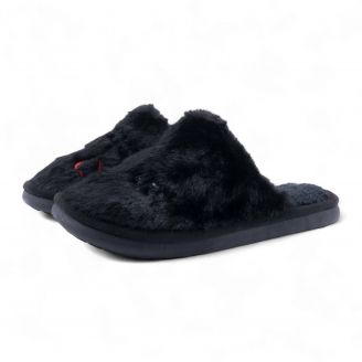 XL 8016 Love4shoes Γυναικείες Παντόφλες Χειμερινές ΜΑΥΡΟ