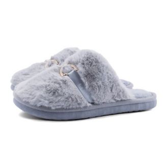 XL-8049  Love4shoes Γυναικείες Παντόφλες Χειμερινές ΓΚΡΙ