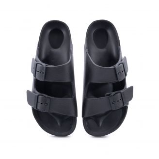 928030 Love4shoes Γυναικεία Σαγιονάρες Slides ΜΑΥΡΟ