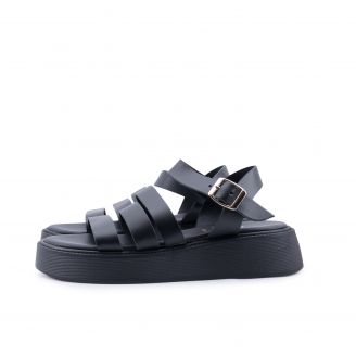 1715  Love4shoes Γυναικεία Σανδάλια ΜΑΥΡΟ