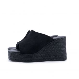 201 Love4shoes Γυναικεία Πλατφόρμες Mules ΜΑΥΡΟ