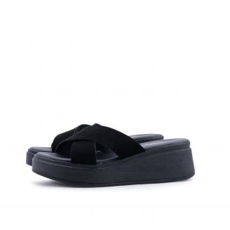 1428 Love4shoes Γυναικείες Καλοκαιρινές Παντόφλες ΜΑΥΡΟ