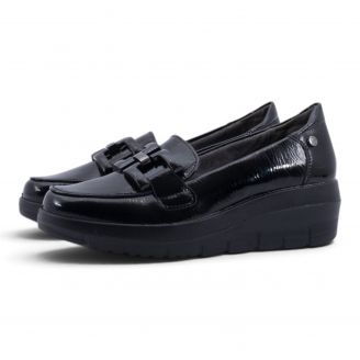 25M585 Mysoft Γυναικεία Loafers - Slip On ΜΑΥΡΟ