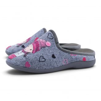 D-209 Love4shoes Γυναικείες Παντόφλες Χειμερινές ΓΚΡΙ