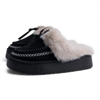 265016 Love4shoes Γυναικείες Παντόφλες Χειμερινές ΜΑΥΡΟ