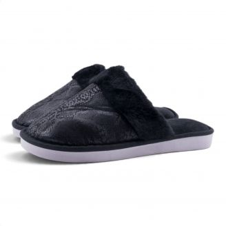 265044 Love4shoes Γυναικείες Παντόφλες Χειμερινές ΜΑΥΡΟ