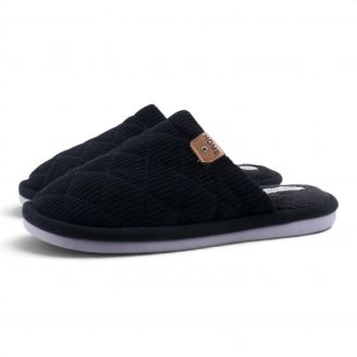 11559 Love4shoes Ανδρικές Παντόφλες Χειμερινές ΜΑΥΡΟ
