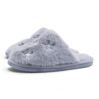 61843 Love4shoes  Παντόφλες Χειμερινές ΓΚΡΙ