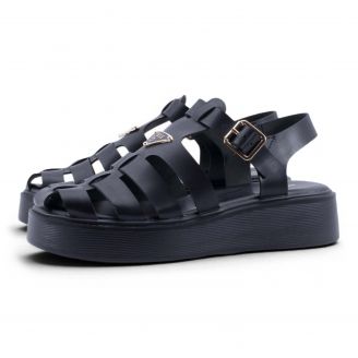 829-26034 Adam's Γυναικεία Σανδάλια ΜΑΥΡΟ