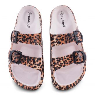 280-0156 Love4shoes Γυναικεία Σαγιονάρες Slides ΚΑΦΕ