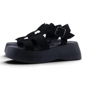 2202 Love4shoes Γυναικεία Σανδάλια ΜΑΥΡΟ