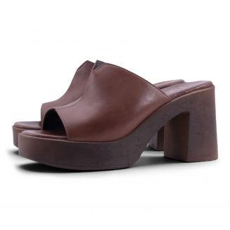 125 Juliet Γυναικεία Δερμάτινα Mules ΚΑΦΕ