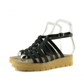 650-205 BENE-FEET Γυναικεία Σανδάλια ΜΑΥΡΟ