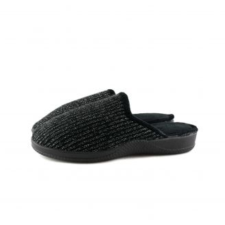 D24 Love4shoes Γυναικεία Παντόφλες Χειμερινές ΜΑΥΡΟ