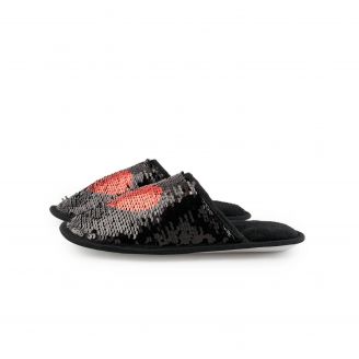 B585343 Love4shoes Γυναικεία Παντόφλες Χειμερινές ΜΑΥΡΟ